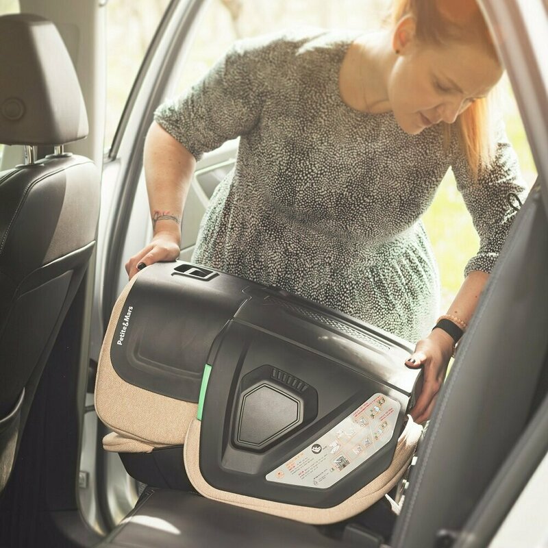 Scaun auto, Petite&Mars, Flex Pro i-Size, Orientare in directia sensului de mers, Tetiera reglabila in 8 pozitii, cu Isofix, Pliabil, R129, 100-150 cm, 3-12 ani, Gri