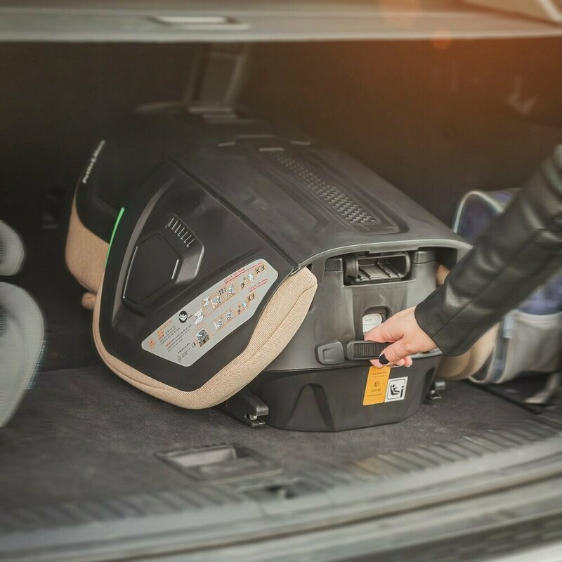 Scaun auto, Petite&Mars, Flex Pro i-Size, Orientare in directia sensului de mers, Tetiera reglabila in 8 pozitii, cu Isofix, Pliabil, R129, 100-150 cm, 3-12 ani, Gri