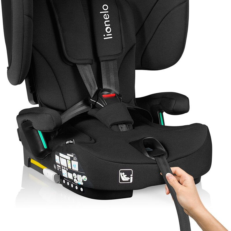 Scaun auto pliabil, Lionelo, Nelly, i-Size, 76- 150 cm, Tetiera reglabila in 15 pozitii, Spatar reglabil in 4 pozitii, Sisteme de fixare Isofix si Top Tether, Sezut lat si confortabil, Conform cu ECE R129, Negru - gogobaby.ro