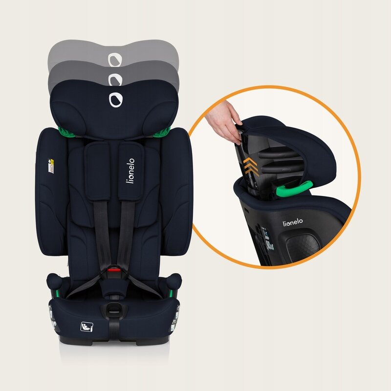 Scaun auto pliabil, Lionelo, Nelly, i-Size, 76- 150 cm, Tetiera reglabila in 15 pozitii, Spatar reglabil in 4 pozitii, Sisteme de fixare Isofix si Top Tether, Sezut lat si confortabil, Conform cu ECE R129, Albastru - gogobaby.ro