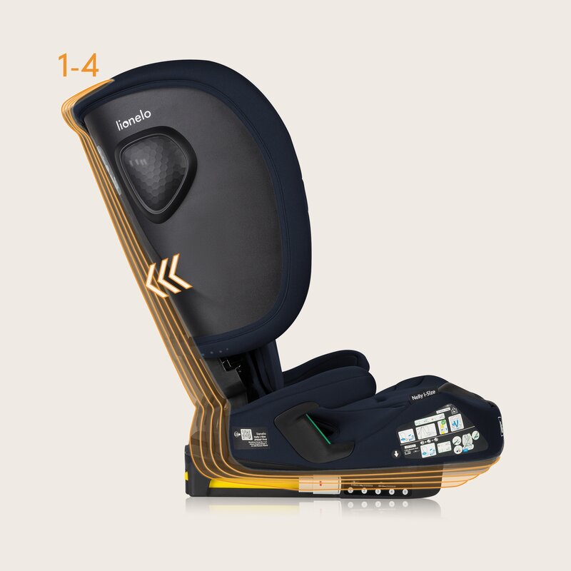 Scaun auto pliabil, Lionelo, Nelly, i-Size, 76- 150 cm, Tetiera reglabila in 15 pozitii, Spatar reglabil in 4 pozitii, Sisteme de fixare Isofix si Top Tether, Sezut lat si confortabil, Conform cu ECE R129, Albastru - gogobaby.ro