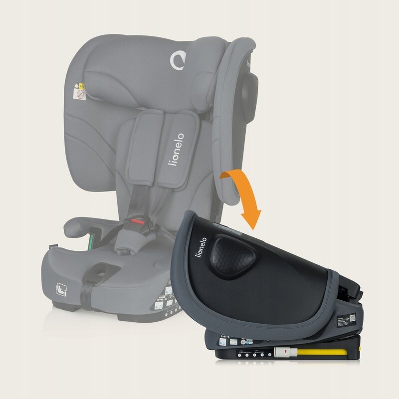 Scaun auto pliabil, Lionelo, Nelly, i-Size, 76- 150 cm, Tetiera reglabila in 15 pozitii, Spatar reglabil in 4 pozitii, Sisteme de fixare Isofix si Top Tether, Sezut lat si confortabil, Conform cu ECE R129, Gri