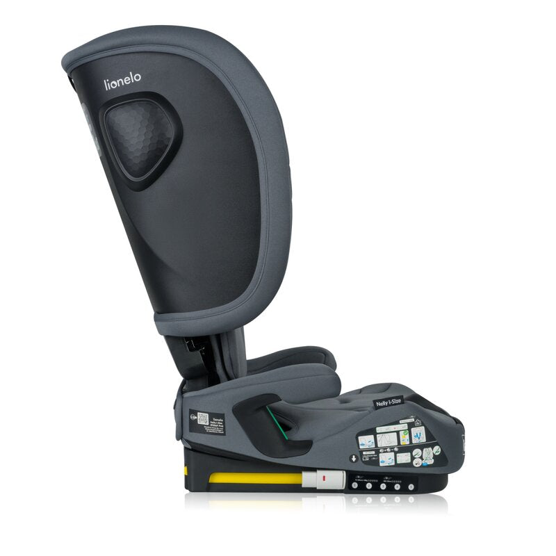 Scaun auto pliabil, Lionelo, Nelly, i-Size, 76- 150 cm, Tetiera reglabila in 15 pozitii, Spatar reglabil in 4 pozitii, Sisteme de fixare Isofix si Top Tether, Sezut lat si confortabil, Conform cu ECE R129, Gri - gogobaby.ro