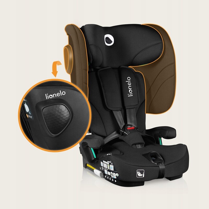 Scaun auto pliabil, Lionelo, Nelly, i-Size, 76- 150 cm, Tetiera reglabila in 15 pozitii, Spatar reglabil in 4 pozitii, Sisteme de fixare Isofix si Top Tether, Sezut lat si confortabil, Conform cu ECE R129, Negru - gogobaby.ro
