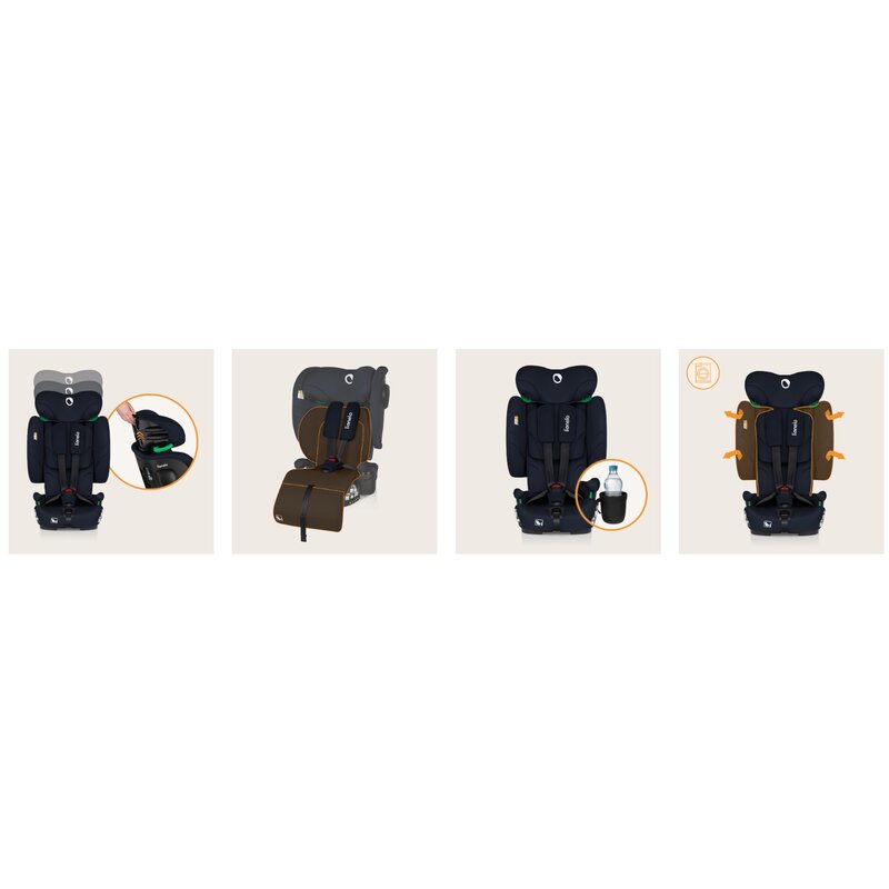 Scaun auto pliabil, Lionelo, Nelly, i-Size, 76- 150 cm, Tetiera reglabila in 15 pozitii, Spatar reglabil in 4 pozitii, Sisteme de fixare Isofix si Top Tether, Sezut lat si confortabil, Conform cu ECE R129, Negru