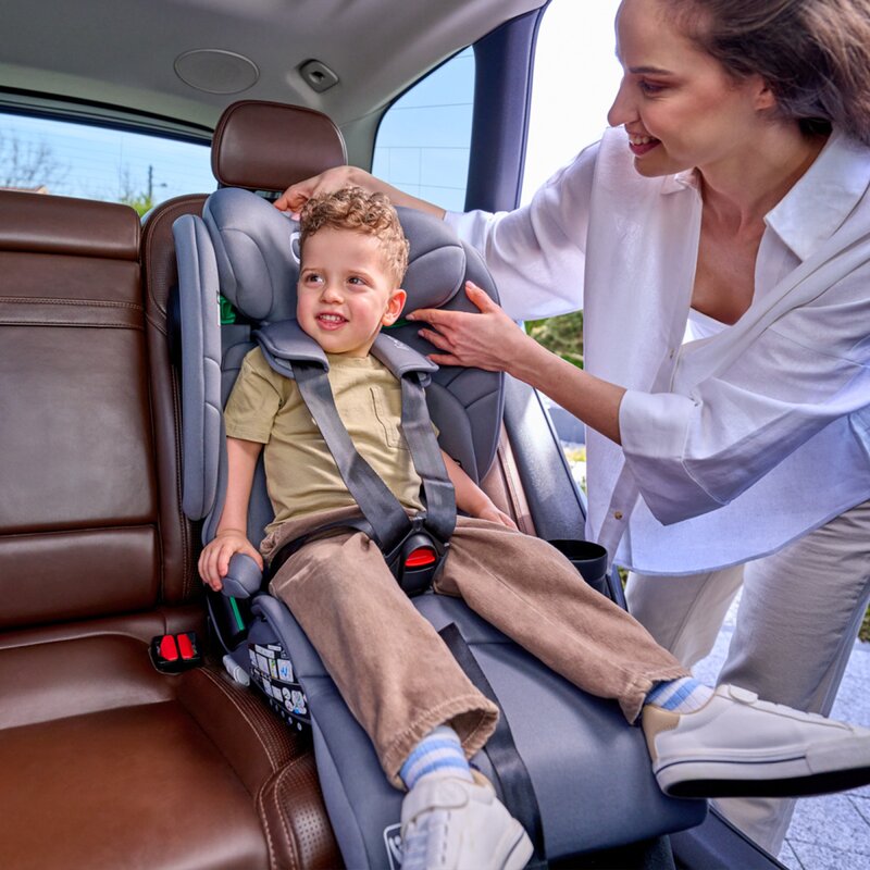 Scaun auto pliabil, Lionelo, Nelly, i-Size, 76- 150 cm, Tetiera reglabila in 15 pozitii, Spatar reglabil in 4 pozitii, Sisteme de fixare Isofix si Top Tether, Sezut lat si confortabil, Conform cu ECE R129, Negru - gogobaby.ro