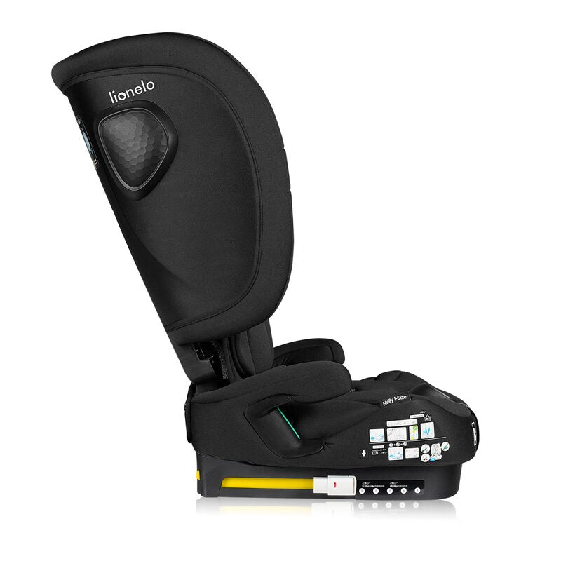Scaun auto pliabil, Lionelo, Nelly, i-Size, 76- 150 cm, Tetiera reglabila in 15 pozitii, Spatar reglabil in 4 pozitii, Sisteme de fixare Isofix si Top Tether, Sezut lat si confortabil, Conform cu ECE R129, Negru - gogobaby.ro