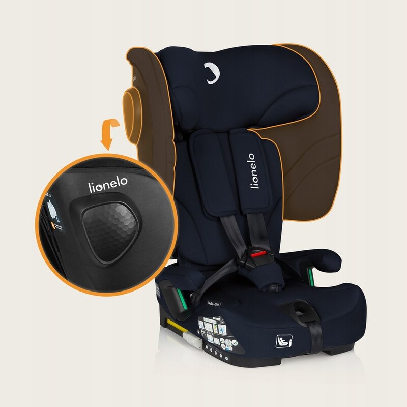Scaun auto pliabil, Lionelo, Nelly, i-Size, 76- 150 cm, Tetiera reglabila in 15 pozitii, Spatar reglabil in 4 pozitii, Sisteme de fixare Isofix si Top Tether, Sezut lat si confortabil, Conform cu ECE R129, Albastru - gogobaby.ro