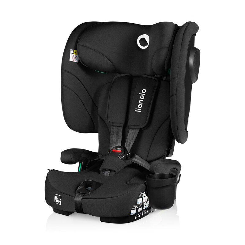 Scaun auto pliabil, Lionelo, Nelly, i-Size, 76- 150 cm, Tetiera reglabila in 15 pozitii, Spatar reglabil in 4 pozitii, Sisteme de fixare Isofix si Top Tether, Sezut lat si confortabil, Conform cu ECE R129, Negru