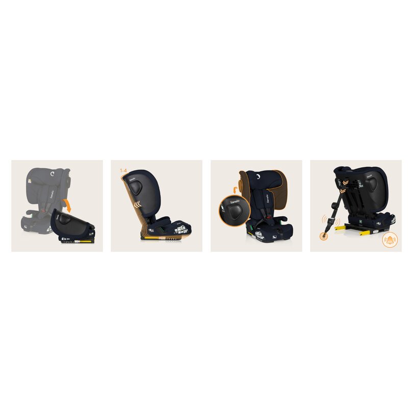 Scaun auto pliabil, Lionelo, Nelly, i-Size, 76- 150 cm, Tetiera reglabila in 15 pozitii, Spatar reglabil in 4 pozitii, Sisteme de fixare Isofix si Top Tether, Sezut lat si confortabil, Conform cu ECE R129, Albastru - gogobaby.ro