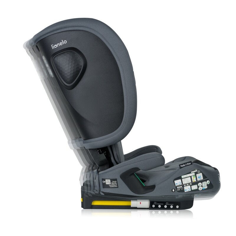 Scaun auto pliabil, Lionelo, Nelly, i-Size, 76- 150 cm, Tetiera reglabila in 15 pozitii, Spatar reglabil in 4 pozitii, Sisteme de fixare Isofix si Top Tether, Sezut lat si confortabil, Conform cu ECE R129, Gri - gogobaby.ro