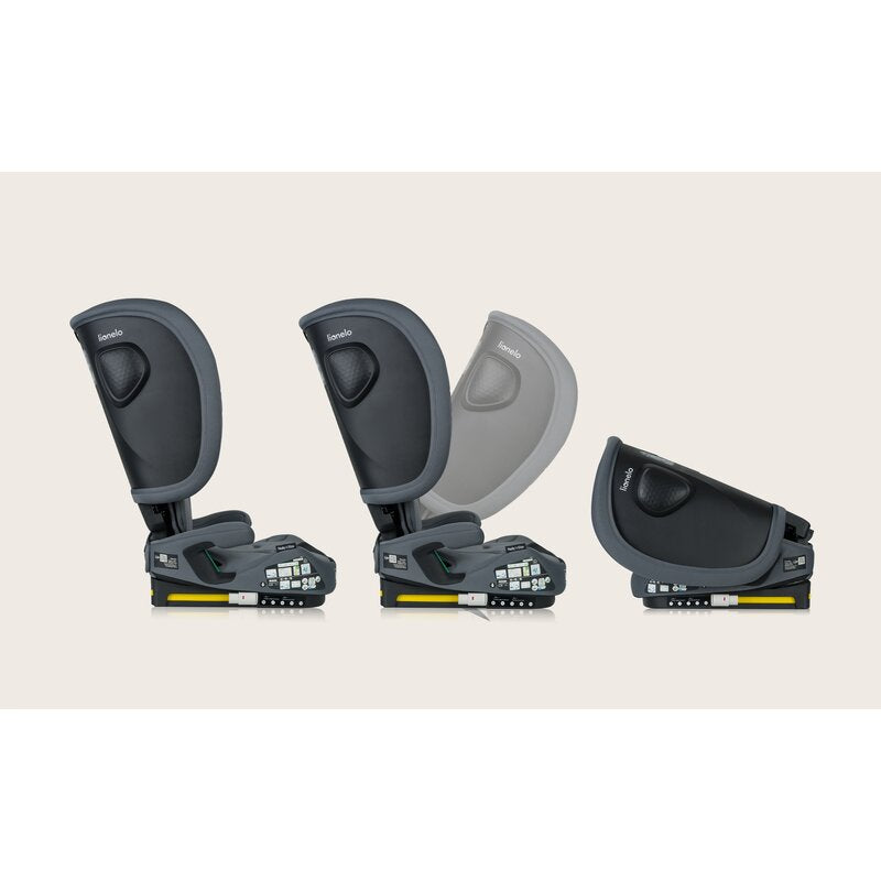 Scaun auto pliabil, Lionelo, Nelly, i-Size, 76- 150 cm, Tetiera reglabila in 15 pozitii, Spatar reglabil in 4 pozitii, Sisteme de fixare Isofix si Top Tether, Sezut lat si confortabil, Conform cu ECE R129, Gri