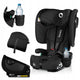 Scaun auto pliabil, Lionelo, Nelly, i-Size, 76- 150 cm, Tetiera reglabila in 15 pozitii, Spatar reglabil in 4 pozitii, Sisteme de fixare Isofix si Top Tether, Sezut lat si confortabil, Conform cu ECE R129, Negru