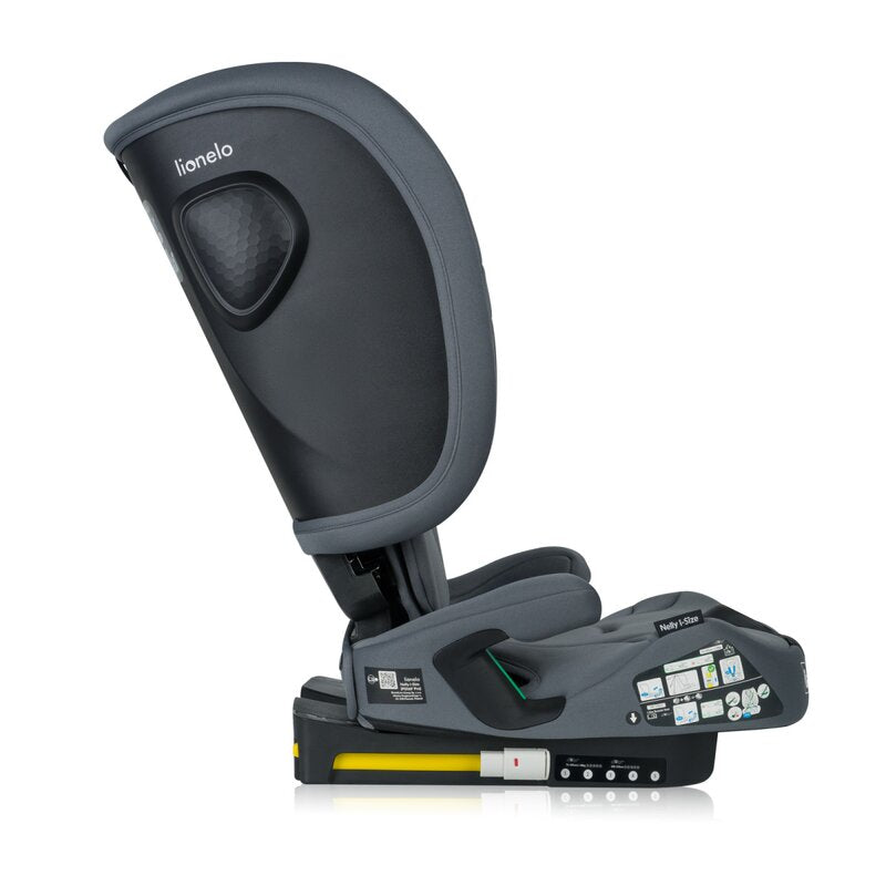 Scaun auto pliabil, Lionelo, Nelly, i-Size, 76- 150 cm, Tetiera reglabila in 15 pozitii, Spatar reglabil in 4 pozitii, Sisteme de fixare Isofix si Top Tether, Sezut lat si confortabil, Conform cu ECE R129, Gri - gogobaby.ro
