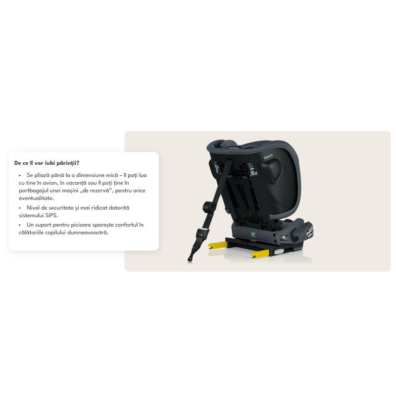Scaun auto pliabil, Lionelo, Nelly, i-Size, 76- 150 cm, Tetiera reglabila in 15 pozitii, Spatar reglabil in 4 pozitii, Sisteme de fixare Isofix si Top Tether, Sezut lat si confortabil, Conform cu ECE R129, Gri