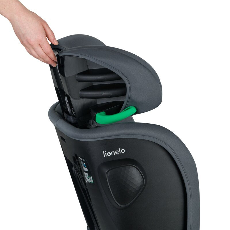Scaun auto pliabil, Lionelo, Nelly, i-Size, 76- 150 cm, Tetiera reglabila in 15 pozitii, Spatar reglabil in 4 pozitii, Sisteme de fixare Isofix si Top Tether, Sezut lat si confortabil, Conform cu ECE R129, Gri - gogobaby.ro