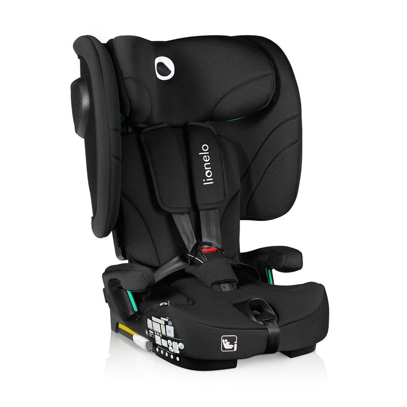 Scaun auto pliabil, Lionelo, Nelly, i-Size, 76- 150 cm, Tetiera reglabila in 15 pozitii, Spatar reglabil in 4 pozitii, Sisteme de fixare Isofix si Top Tether, Sezut lat si confortabil, Conform cu ECE R129, Negru - gogobaby.ro