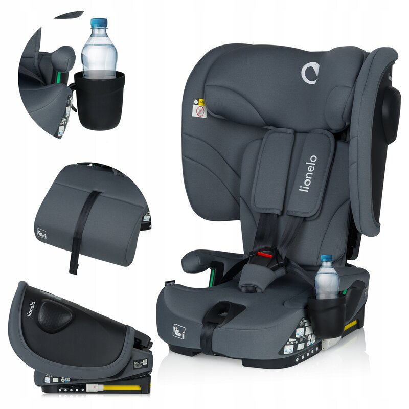 Scaun auto pliabil, Lionelo, Nelly, i-Size, 76- 150 cm, Tetiera reglabila in 15 pozitii, Spatar reglabil in 4 pozitii, Sisteme de fixare Isofix si Top Tether, Sezut lat si confortabil, Conform cu ECE R129, Gri - gogobaby.ro