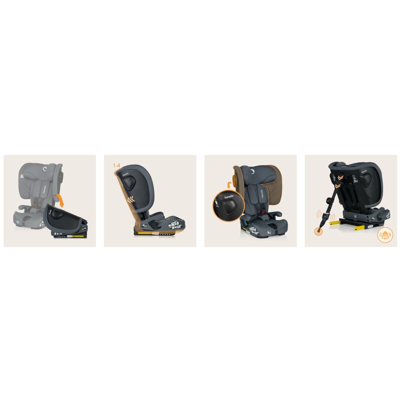Scaun auto pliabil, Lionelo, Nelly, i-Size, 76- 150 cm, Tetiera reglabila in 15 pozitii, Spatar reglabil in 4 pozitii, Sisteme de fixare Isofix si Top Tether, Sezut lat si confortabil, Conform cu ECE R129, Gri - gogobaby.ro
