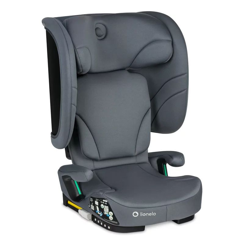 Scaun auto pliabil, Lionelo, Orin, i-Size, 100-150 cm, Tetiera reglabila in 14 pozitii, Spatar in 4 pozitii, Isofix+Top Tether, Sezut ergonomic, Husa transport, Suport sticla, Gri Grafit - gogobaby.ro