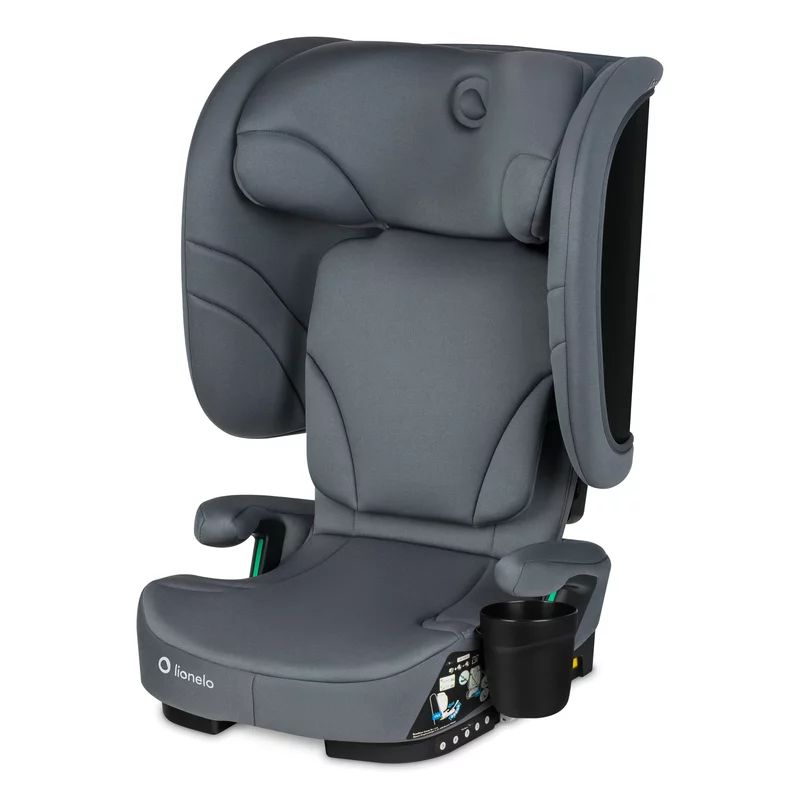 Scaun auto pliabil, Lionelo, Orin, i-Size, 100-150 cm, Tetiera reglabila in 14 pozitii, Spatar in 4 pozitii, Isofix+Top Tether, Sezut ergonomic, Husa transport, Suport sticla, Gri Grafit - gogobaby.ro