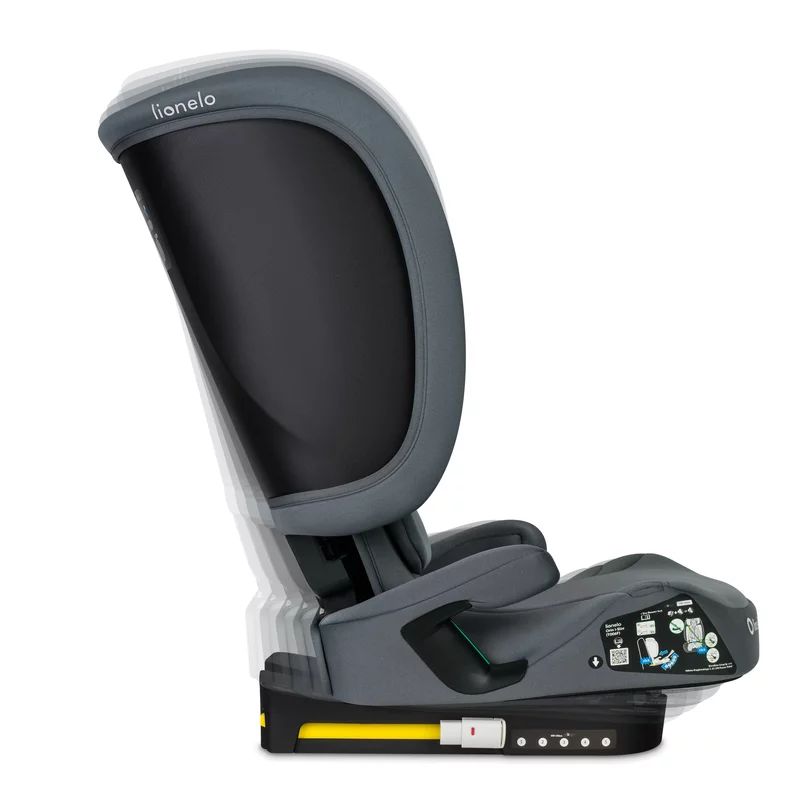 Scaun auto pliabil, Lionelo, Orin, i-Size, 100-150 cm, Tetiera reglabila in 14 pozitii, Spatar in 4 pozitii, Isofix+Top Tether, Sezut ergonomic, Husa transport, Suport sticla, Gri Grafit - gogobaby.ro