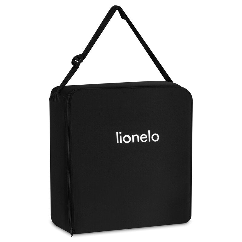 Scaun auto pliabil, Lionelo, Orin, i-Size, 100-150 cm, Tetiera reglabila in 14 pozitii, Spatar in 4 pozitii, Isofix+Top Tether, Sezut ergonomic, Husa transport, Suport sticla, Gri Grafit