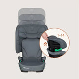 Scaun auto pliabil, Lionelo, Orin, i-Size, 100-150 cm, Tetiera reglabila in 14 pozitii, Spatar in 4 pozitii, Isofix+Top Tether, Sezut ergonomic, Husa transport, Suport sticla, Gri Grafit