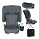 Scaun auto pliabil, Lionelo, Orin, i-Size, 100-150 cm, Tetiera reglabila in 14 pozitii, Spatar in 4 pozitii, Isofix+Top Tether, Sezut ergonomic, Husa transport, Suport sticla, Gri Grafit