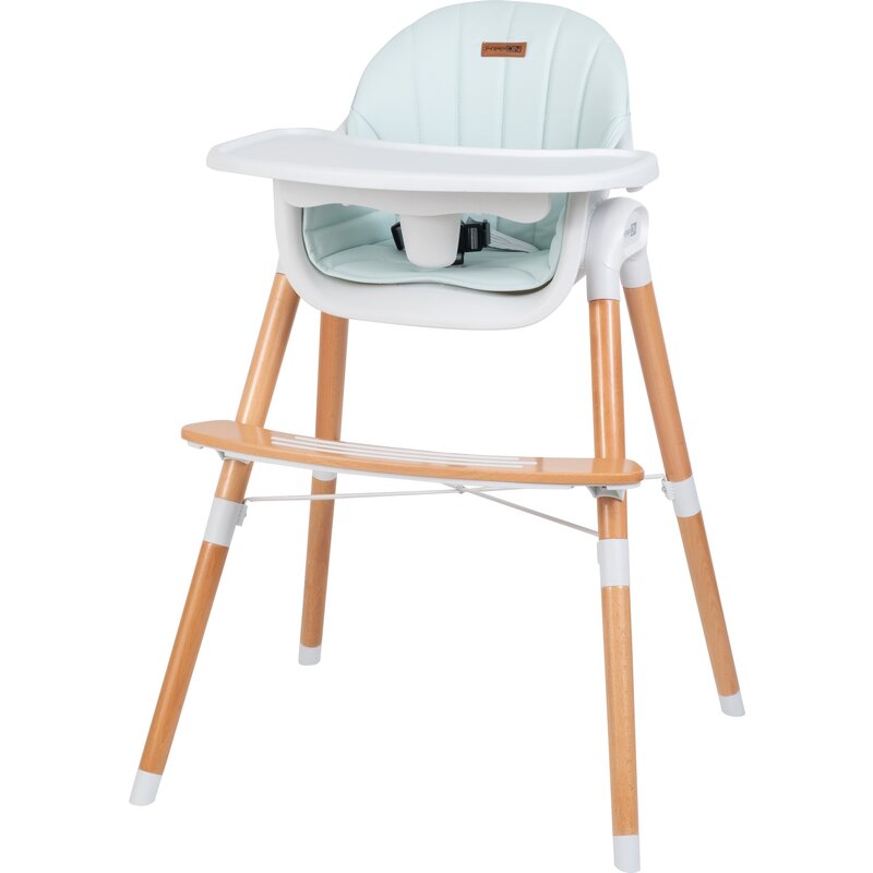 Scaun de masa, FreeON, Tin, 2 in 1 reglabil, Cu tavita si husa detasabile, Suport pentru picioare reglabil, Conform cu standardul european de securitate EN 14988:2017+A1:2020, Light Green - gogobaby.ro