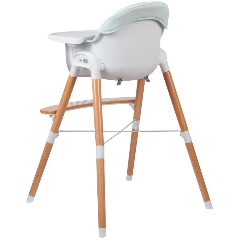 Scaun de masa, FreeON, Tin, 2 in 1 reglabil, Cu tavita si husa detasabile, Suport pentru picioare reglabil, Conform cu standardul european de securitate EN 14988:2017+A1:2020, Light Green - gogobaby.ro