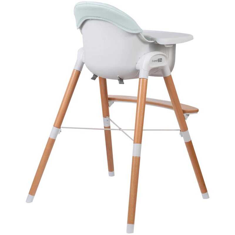 Scaun de masa, FreeON, Tin, 2 in 1 reglabil, Cu tavita si husa detasabile, Suport pentru picioare reglabil, Conform cu standardul european de securitate EN 14988:2017+A1:2020, Light Green - gogobaby.ro