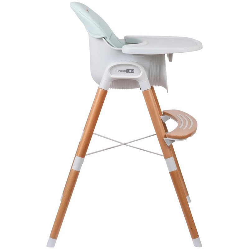 Scaun de masa, FreeON, Tin, 2 in 1 reglabil, Cu tavita si husa detasabile, Suport pentru picioare reglabil, Conform cu standardul european de securitate EN 14988:2017+A1:2020, Light Green - gogobaby.ro
