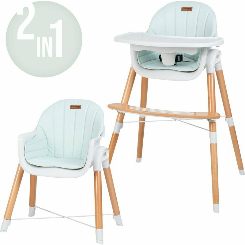 Scaun de masa, FreeON, Tin, 2 in 1 reglabil, Cu tavita si husa detasabile, Suport pentru picioare reglabil, Conform cu standardul european de securitate EN 14988:2017+A1:2020, Light Green
