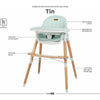 Scaun de masa, FreeON, Tin, 2 in 1 reglabil, Cu tavita si husa detasabile, Suport pentru picioare reglabil, Conform cu standardul european de securitate EN 14988:2017+A1:2020, Light Green - gogobaby.ro