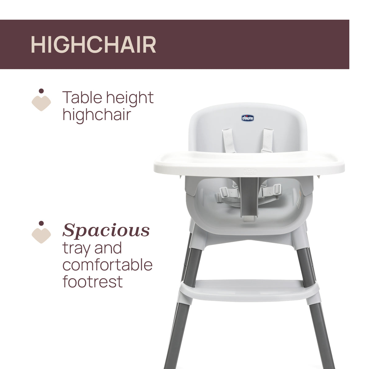 Scaun de masa Chicco evolutiv 3 in 1 Polly Zest, Moon Grey (Gri), 6luni+