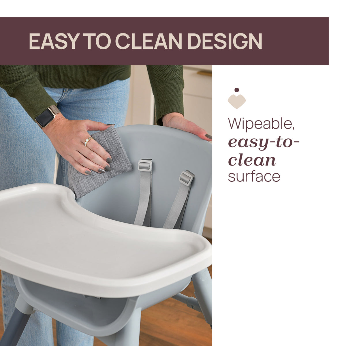 Scaun de masa Chicco evolutiv 3 in 1 Polly Zest, Moon Grey (Gri), 6luni+