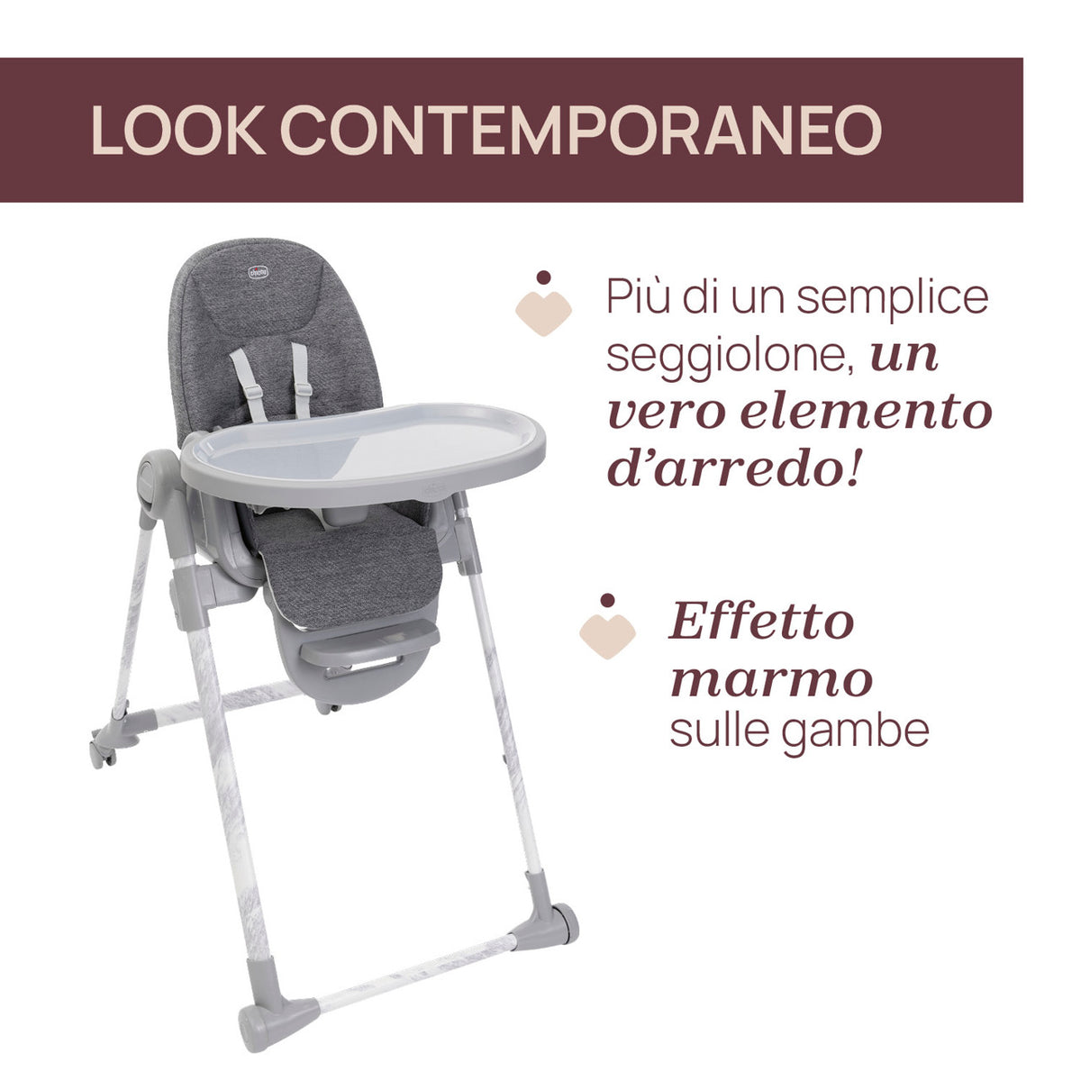 Scaun de masa Chicco Polly Armonia Carrara, 0luni+ - gogobaby.ro