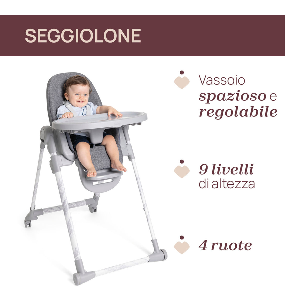 Scaun de masa Chicco Polly Armonia Carrara, 0luni+ - gogobaby.ro