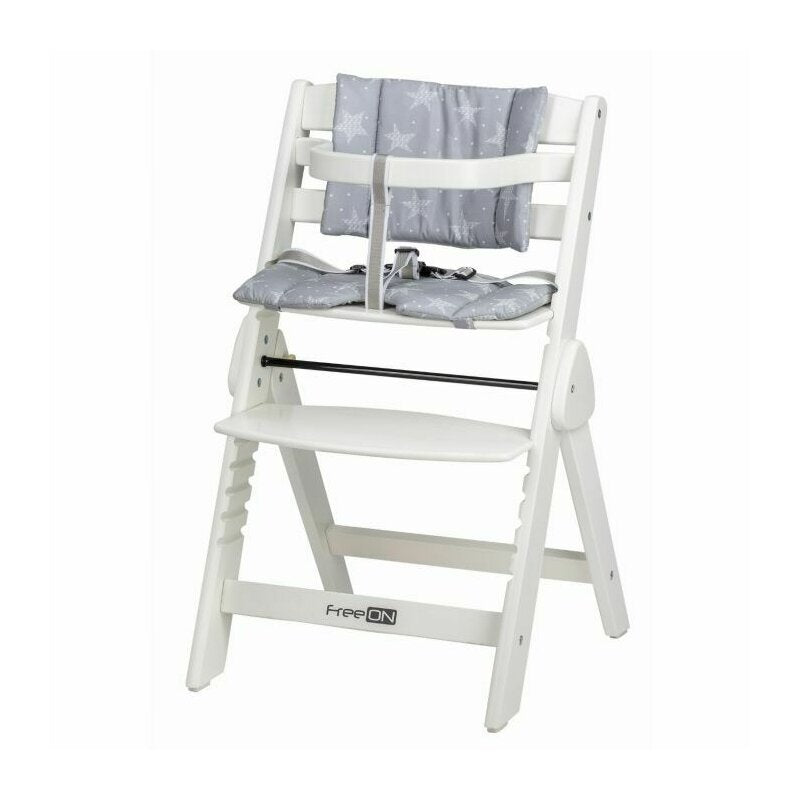Scaun de masa, FreeON, Finny Fold, 6 luni - 15 Kg, Reglabil pe inaltime, Pernuta, Pliabil, White