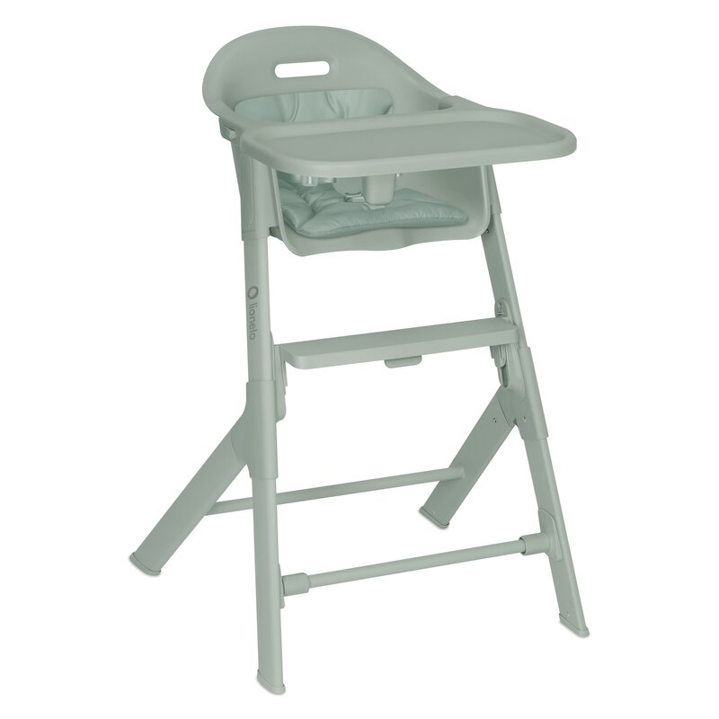 Scaun de masa, Lionelo, Beny, Suport de picioare si tavita ajustabile in 2 pozitii, Insertie moale, Centuri in 3 puncte, Asamblare rapida, Sustine 15 kg, 6 luni+, Verde