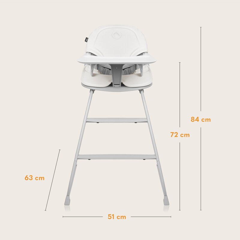 Scaun de masa, Lionelo, Dalia, 2 in 1, Transformabil, Cu 2 suporturi pentru picioare, Cu tavita detasabila, Sustine 60 kg, 6 luni+, Conform cu EN14988, Gri Stone