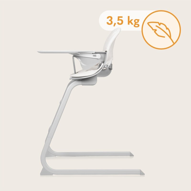 Scaun de masa, Lionelo, Dalia, 2 in 1, Transformabil, Cu 2 suporturi pentru picioare, Cu tavita detasabila, Sustine 60 kg, 6 luni+, Conform cu EN14988, Gri Stone