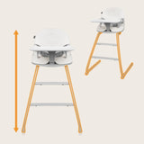 Scaun de masa, Lionelo, Dalia, 2 in 1, Transformabil, Cu 2 suporturi pentru picioare, Cu tavita detasabila, Sustine 60 kg, 6 luni+, Conform cu EN14988, Gri Stone