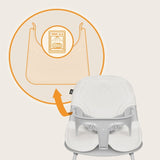 Scaun de masa, Lionelo, Dalia, 2 in 1, Transformabil, Cu 2 suporturi pentru picioare, Cu tavita detasabila, Sustine 60 kg, 6 luni+, Conform cu EN14988, Gri Stone