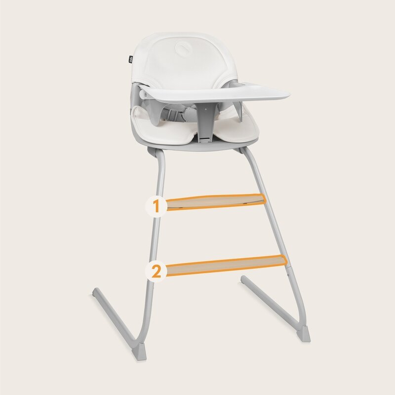 Scaun de masa, Lionelo, Dalia, 2 in 1, Transformabil, Cu 2 suporturi pentru picioare, Cu tavita detasabila, Sustine 60 kg, 6 luni+, Conform cu EN14988, Gri Stone