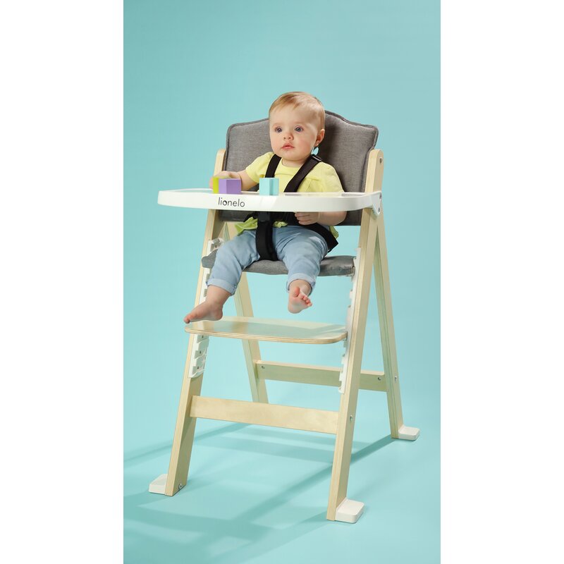 Scaun de masa, Lionelo, Floris, 3 in 1, Din Lemn, Transformabil, Reglabil pe inaltime in 4 pozitii, Suport picioare- 4 pozitii, 6 luni- 12 ani, Sustine 40 kg, Bej