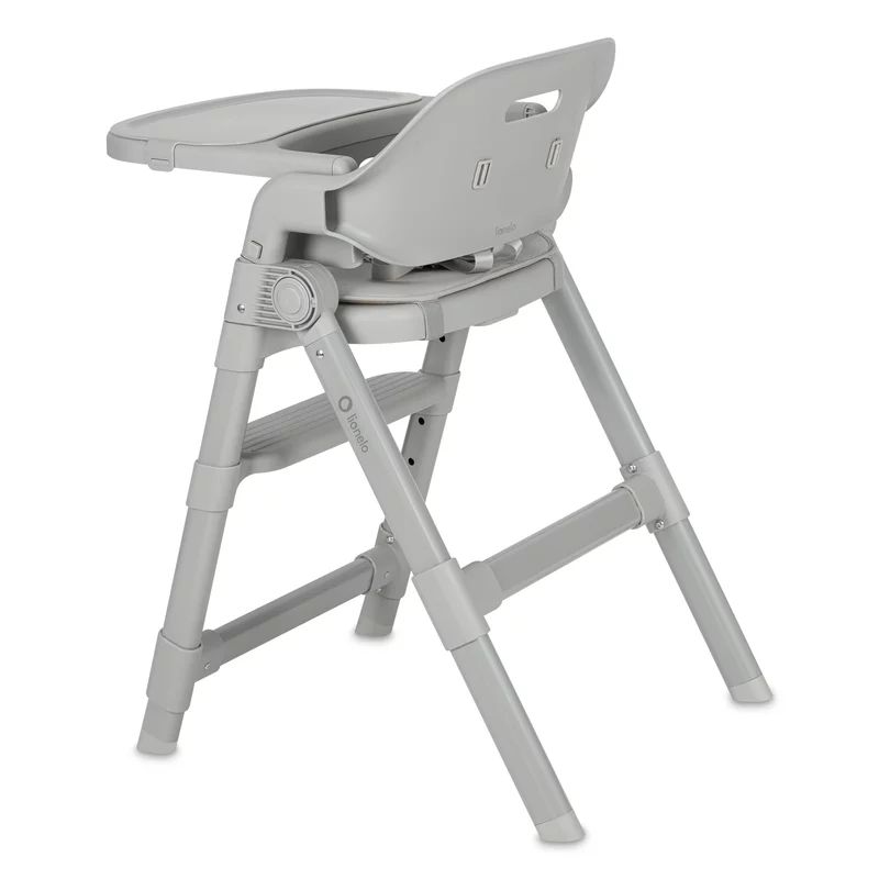 Scaun de masa, Lionelo, Matt, 3 in 1, Pliabil, Cu tava detasabila, Cu centuri de siguranta in 5 puncte, Suport pentru picioare si sezut reglabile, Pana la 110 kg, 6 luni – adult, Gri