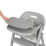 Scaun de masa, Lionelo, Matt, 3 in 1, Pliabil, Cu tava detasabila, Cu centuri de siguranta in 5 puncte, Suport pentru picioare si sezut reglabile, Pana la 110 kg, 6 luni – adult, Gri