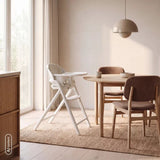 Scaun de masa multifunctional Celia Close&Cosy, Lionelo, Din lemn de fag, 6 luni- adult, Reglabil pe inaltime, Spatar lat, Sezut ergonomic, Tavita silicon, Suport de picioare reglabil, Greutate maxima 90 Kg, Alb